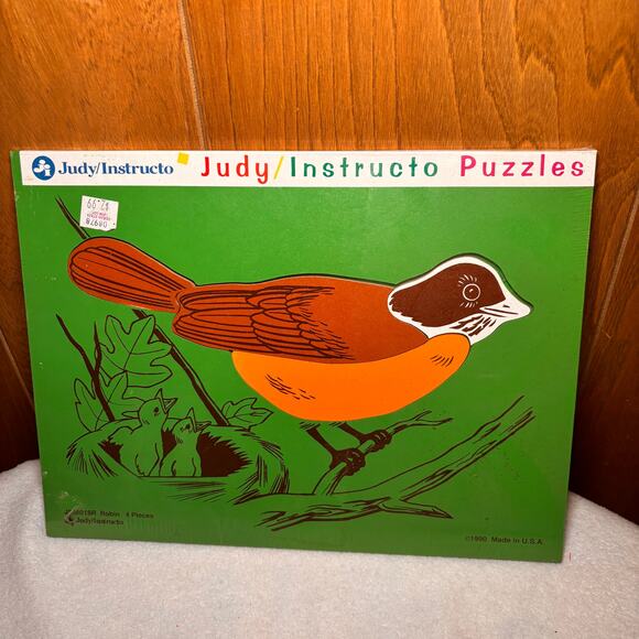RARE Vintage Judy Company 1990 Wooden Puzzle Robin Bird - Picture 1 of 6